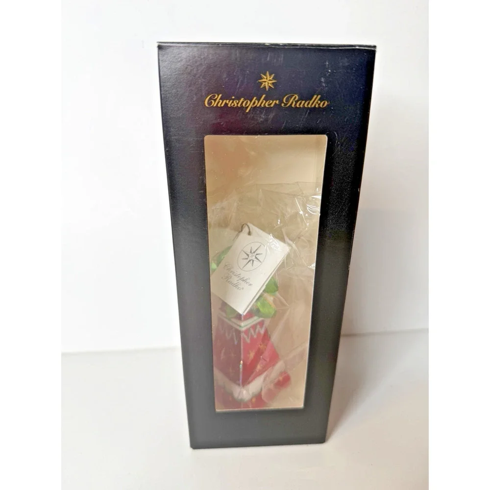 Christopher Radko Ribbon Ring Ding Glass Ornament 2001 Poland NWT Tag & Box
